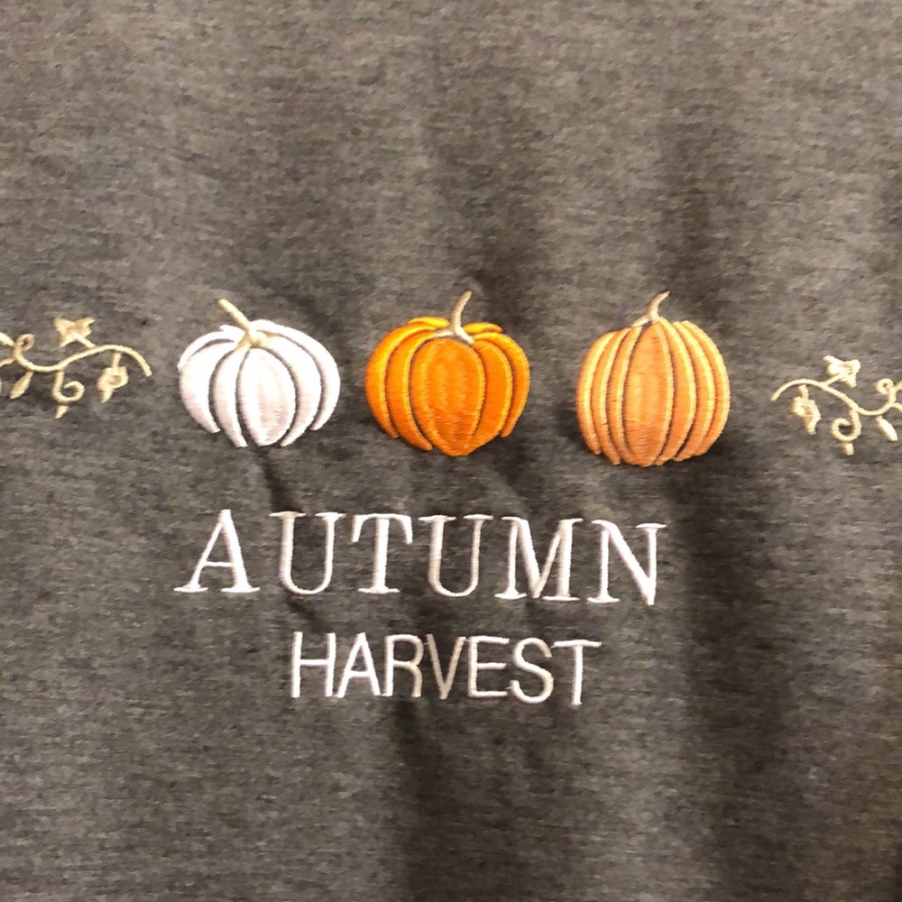 Fall dark gray sweatshirt in XL “AUTUMN HARVEST” with pumpkins. NWOT - Picture 2 of 5
